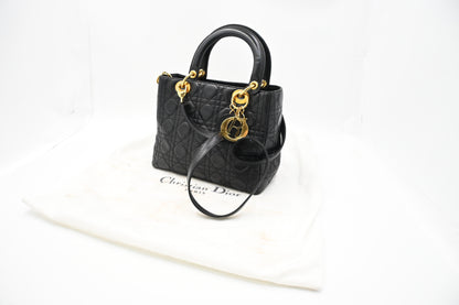 Dior Medium Lady Dior in Black Cannage Leather