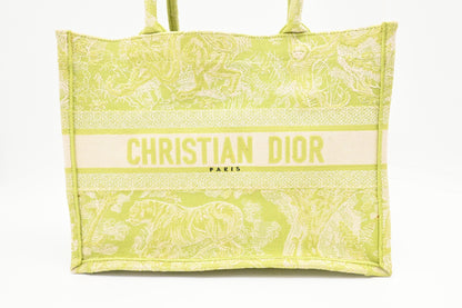 Dior Medium Book Tote in Green Toile de Jouy Sauvage Embroidery