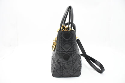 Dior Medium Lady Dior in Black Cannage Leather