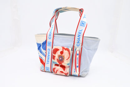 Chanel Small Surf Line Tote in Light Blue Canvas