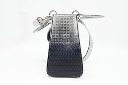 Dior Small Lady Dior in Gradient Silver Blue Leather