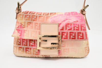 Fendi Mama Mini Baguette in Pink Floral Zucchino Canvas