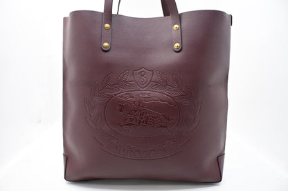 Burberry Large Embossed Tote in Burgundy Leather