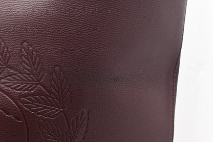 Burberry Large Embossed Tote in Burgundy Leather