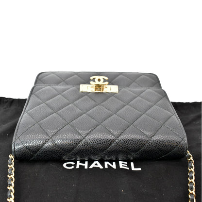 CHANEL Golden Class Caviar Leather Wallet on Chain Bag Black