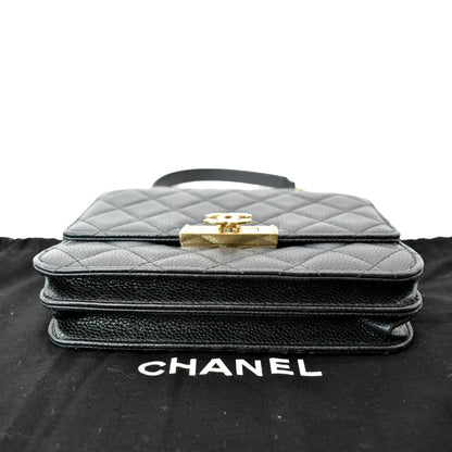 CHANEL Golden Class Caviar Leather Wallet on Chain Bag Black