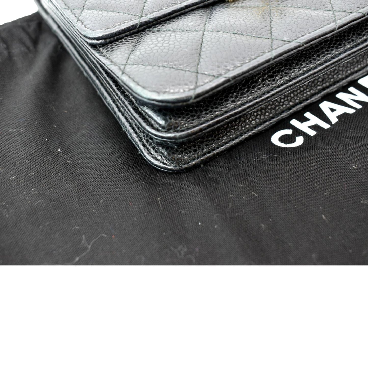CHANEL Golden Class Caviar Leather Wallet on Chain Bag Black