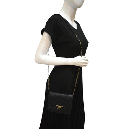 CHANEL Golden Class Caviar Leather Wallet on Chain Bag Black