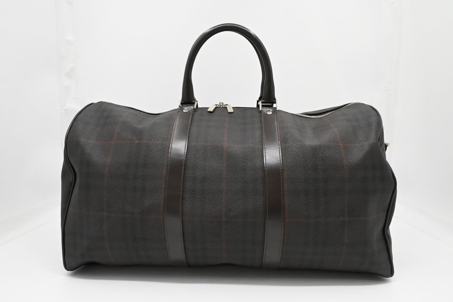 Burberry Travel Bag in Brown Checked Coated Canvas