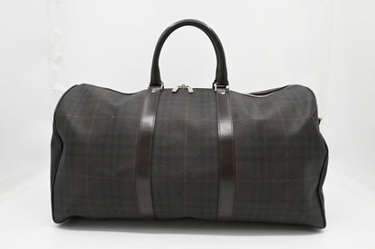 Burberry Travel Bag in Brown Checked Coated Canvas