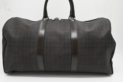 Burberry Travel Bag in Brown Checked Coated Canvas