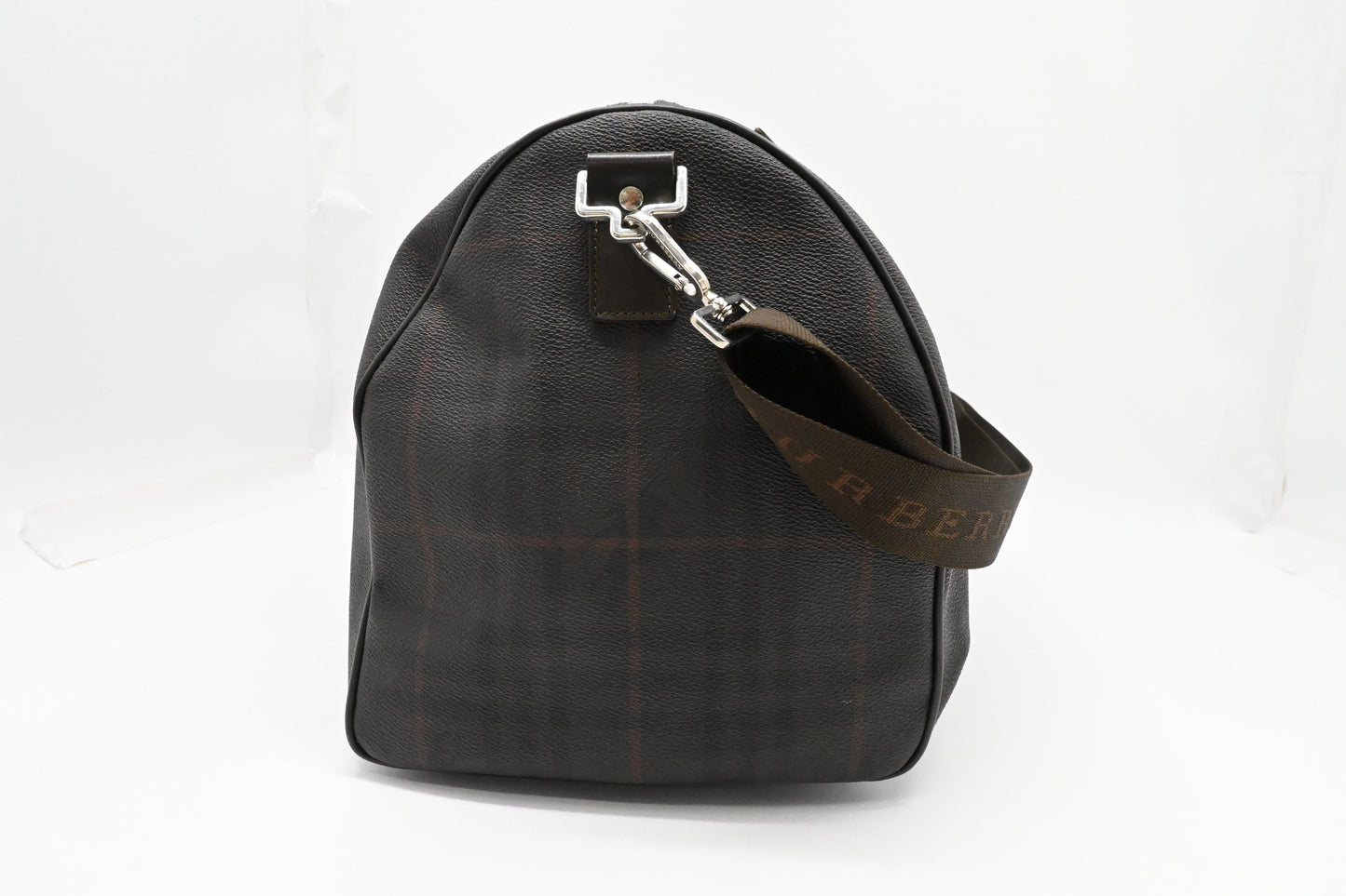 Burberry Travel Bag in Brown Checked Coated Canvas
