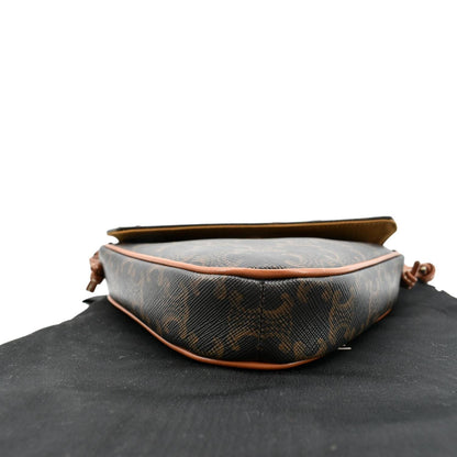 CELINE Triangle Triomphe Canvas Monogram Print Shoulder Bag Brown
