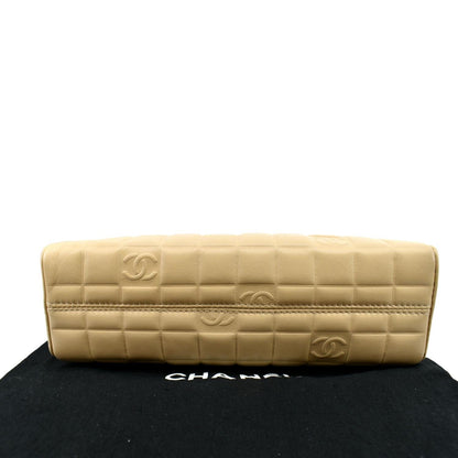 CHANEL Chocolate Bar Leather Handbag Beige