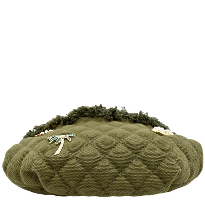 CHANEL Coco Cuba Charms Canvas Lambskin Leather Waist Bag Khaki
