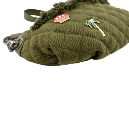 CHANEL Coco Cuba Charms Canvas Lambskin Leather Waist Bag Khaki
