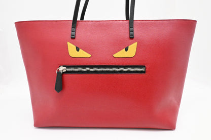 Fendi Monster Tote Bag in Red Leather