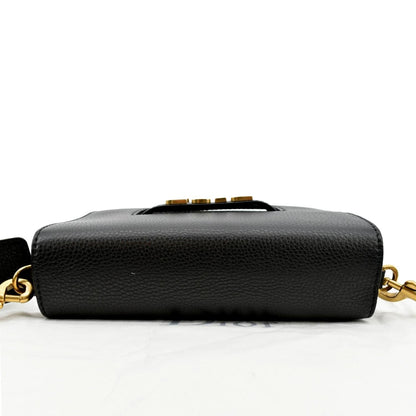 CHRISTIAN DIOR Dio(r)evolution Flap Grained Calfskin Shoulder Bag Black