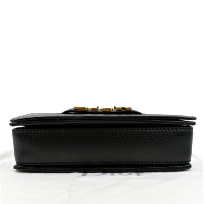 CHRISTIAN DIOR Dio(r)evolution Flap Grained Calfskin Shoulder Bag Black
