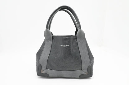 Balenciaga Navy Cabas XS Tote in Gray Leather
