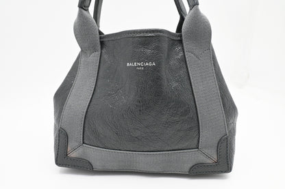 Balenciaga Navy Cabas XS Tote in Gray Leather