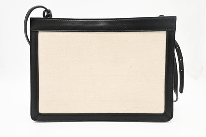 Balenciaga Navy Pochette Crossbody in Off White Canvas