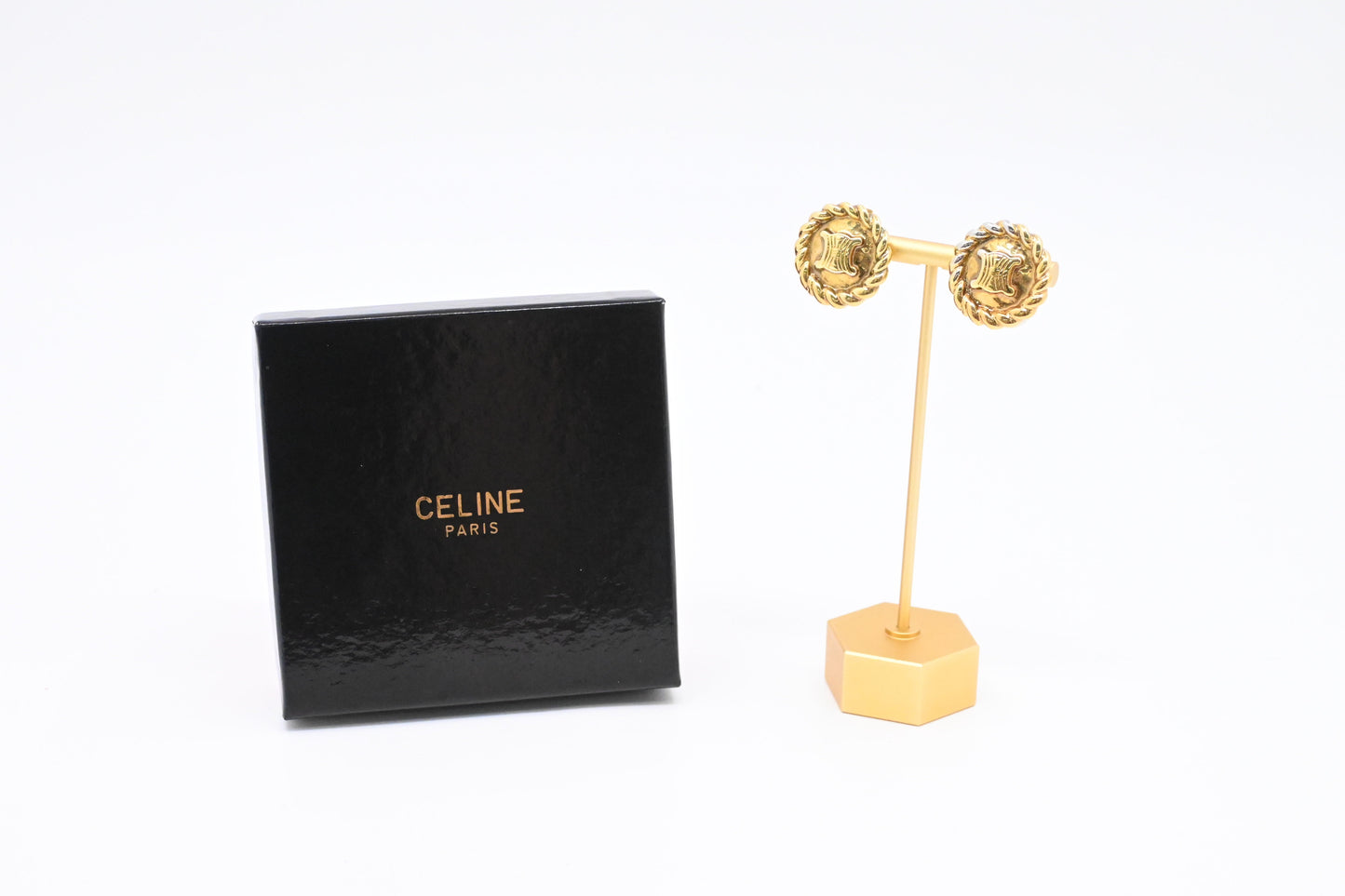 Celine Round Logo Clip On Earrings
