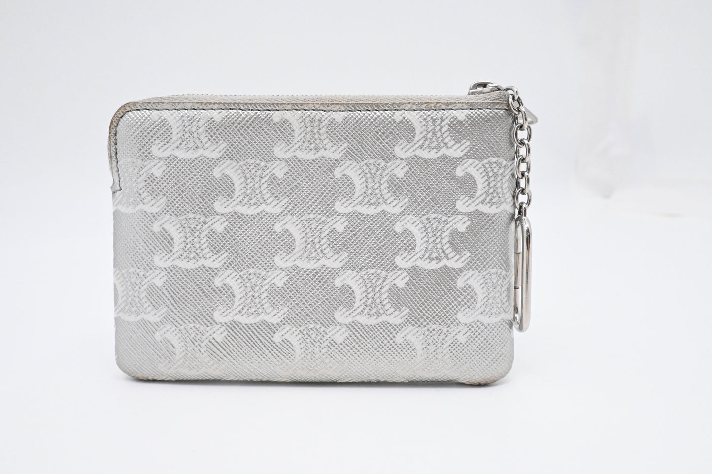 Celine Key Pouch in Silver Triomphe Canvas