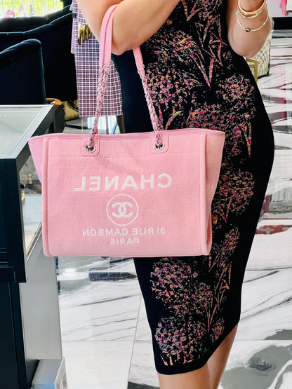 CHANEL DEAUVILLE MIXED FABRIC TOTE