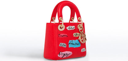 DIOR LADY DIOR LIMITED EDITION EMBELLISHED RED BAG