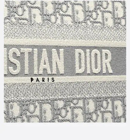 DIOR LARGE BOOK TOTE GRAY DIOR OBLIQUE EMBROIDERY