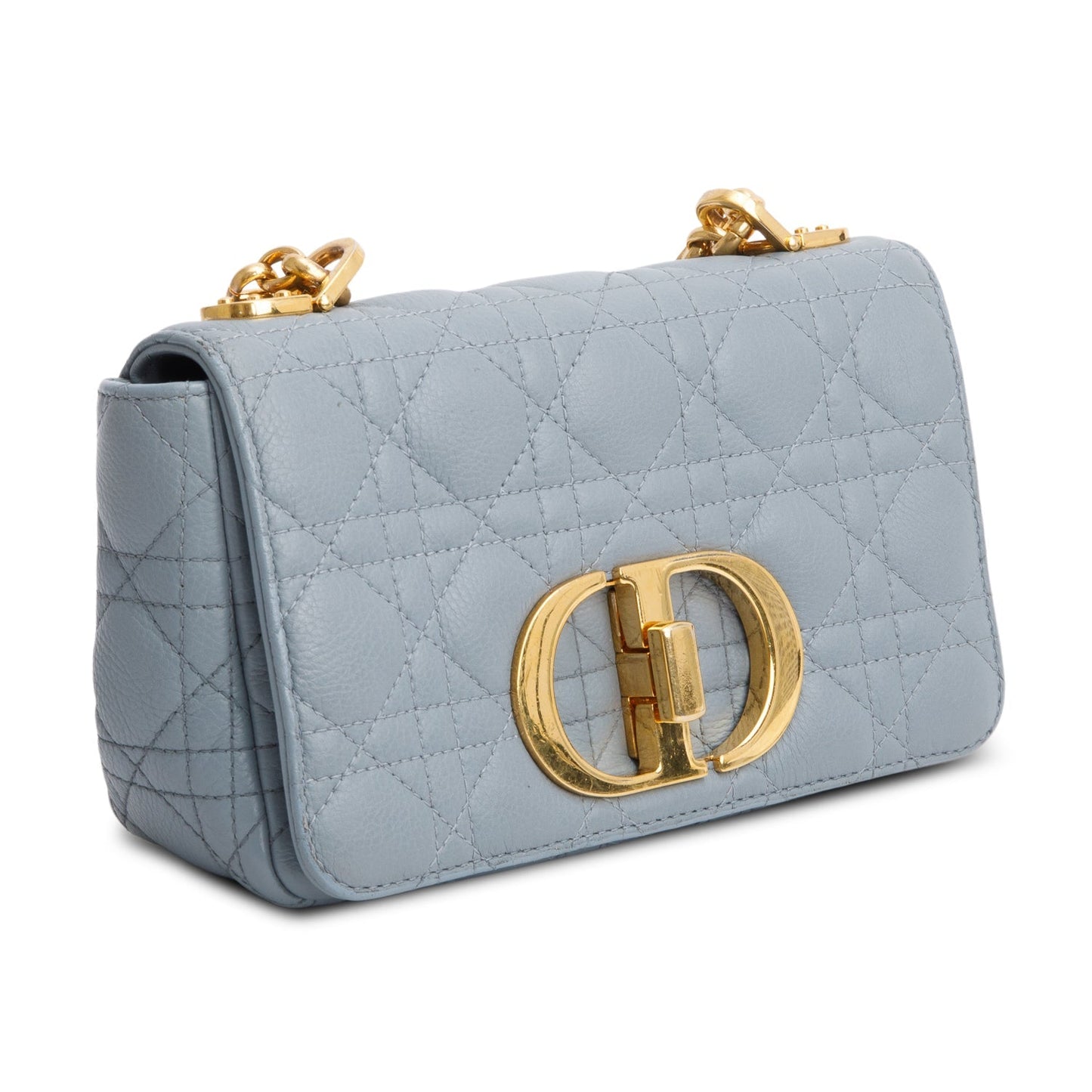 Christian Dior 2021 Grey Supple Cannage Calfskin Leather Small Dior Caro Bag