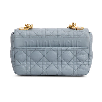 Christian Dior 2021 Grey Supple Cannage Calfskin Leather Small Dior Caro Bag