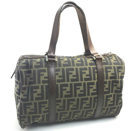 FENDI Handbag Canvas / leather Brown Zucca FF pattern Women