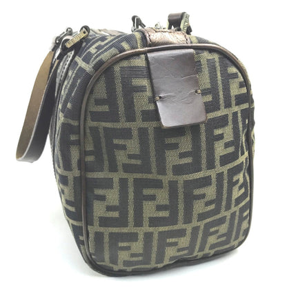 FENDI Handbag Canvas / leather Brown Zucca FF pattern Women