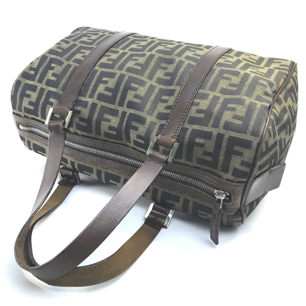 FENDI Handbag Canvas / leather Brown Zucca FF pattern Women