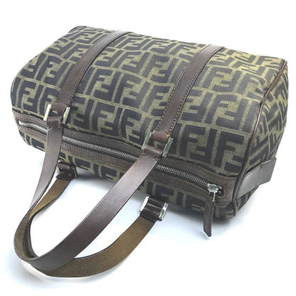 FENDI Handbag Canvas / leather Brown Zucca FF pattern Women