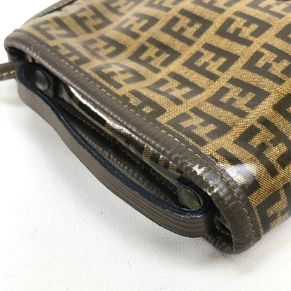 FENDI Shoulder Bag Plastics/Leather Brown Crossbody FF Zucca Pattern Women