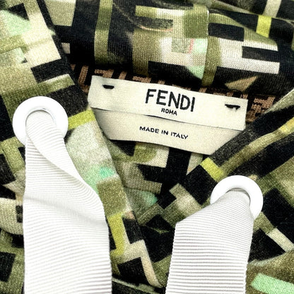 FENDI Hoodie FS7035 cotton green FF Zucca pullover Women XXS