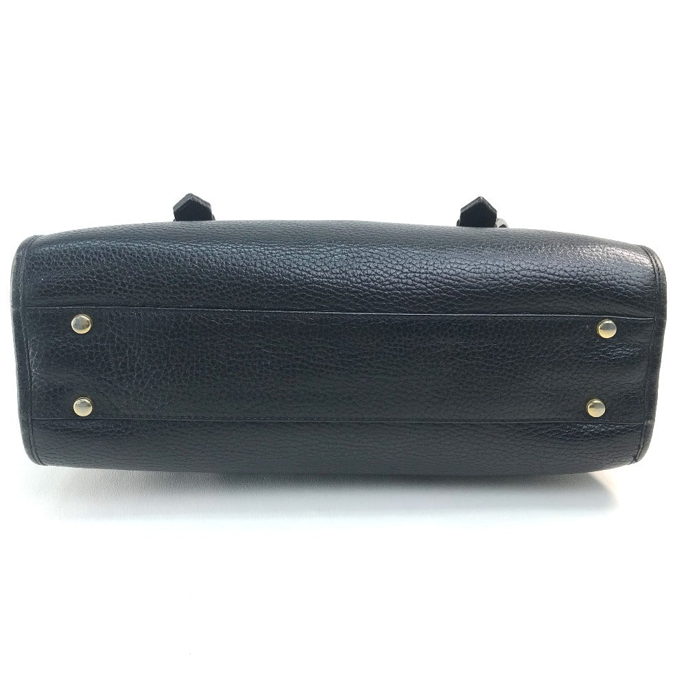 CELINE Handbag leather Black x Gold Metal vintage Chain lock Women