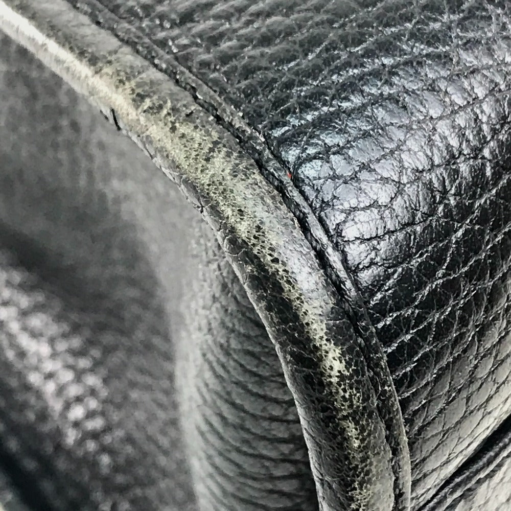 CELINE Handbag leather Black x Gold Metal vintage Chain lock Women