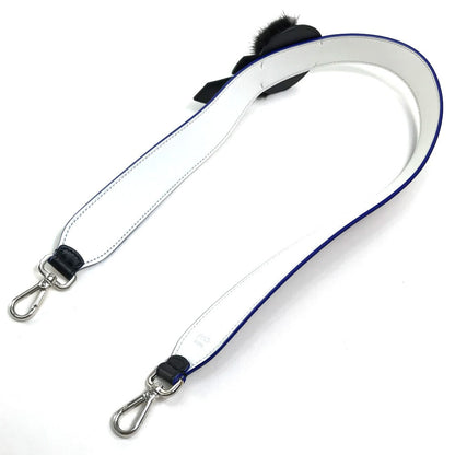 FENDI Shoulder strap 8AV0775R7F0X93 leather Black x white x blue With fur Strap Yukarito Women