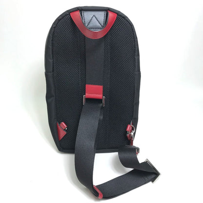 FENDI Shoulder Bag 7VZ049 Fabric / Leather Black / red Belt bag Zucca FF pattern mens