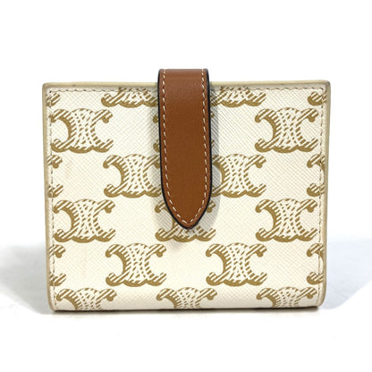 CELINE Folded wallet PVC / Leather White / brown Macadam Triomphe Wallet Women