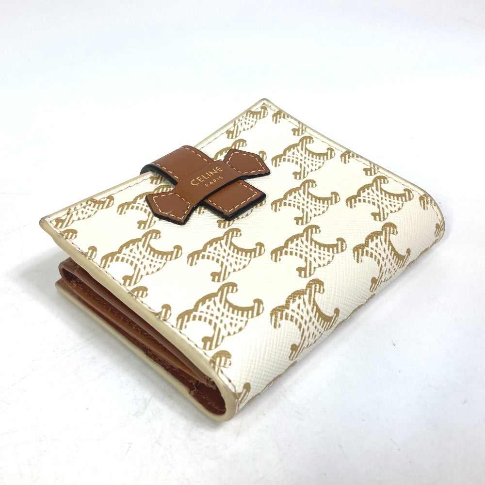 CELINE Folded wallet PVC / Leather White / brown Macadam Triomphe Wallet Women