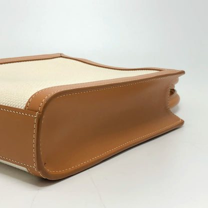 CELINE Shoulder Bag Canvas / leather beige logo Vertical hippo mini Women