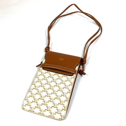 CELINE Mobile case 10G332CQD  PVC / nylon beige triomphe phone case bail pouch Women