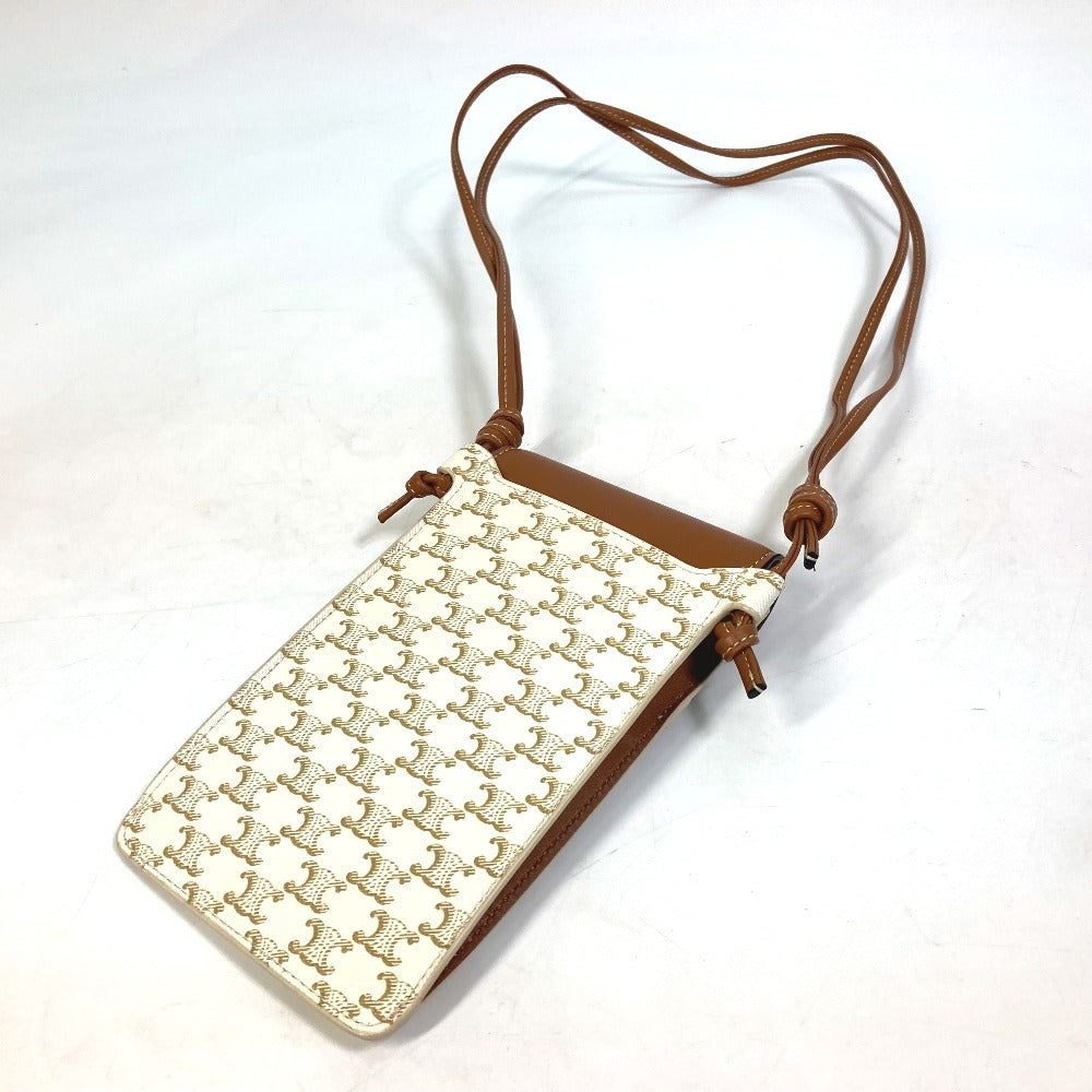 CELINE Mobile case 10G332CQD  PVC / nylon beige triomphe phone case bail pouch Women