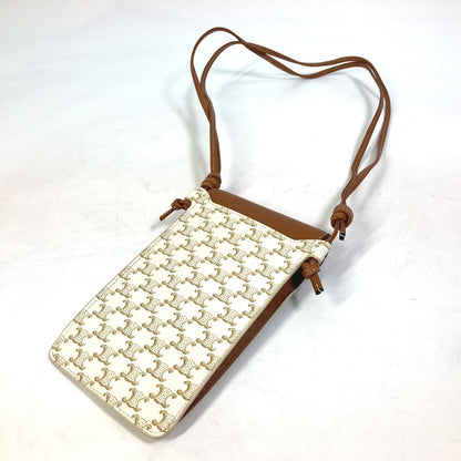 CELINE Mobile case 10G332CQD  PVC / nylon beige triomphe phone case bail pouch Women