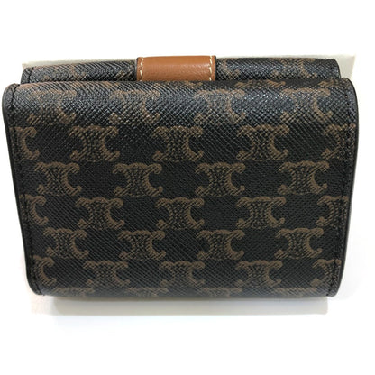 CELINE Trifold wallet PVC / Leather Brown Triomphe Small trifold Women